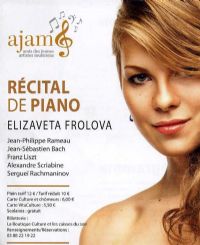 Récital de Piano Elizaveta Frolova. Le jeudi 9 octobre 2014 à Colmar. Haut-Rhin.  20H00